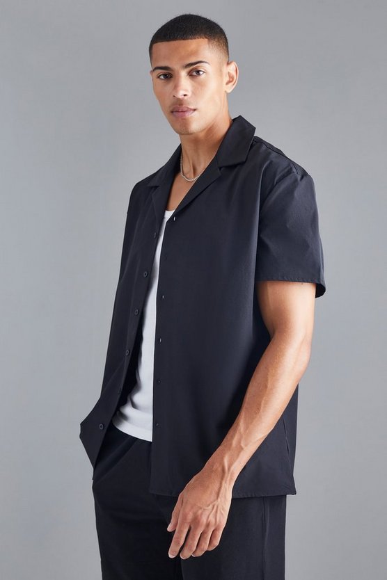 Oversize Stretch-Hemd mit kurzen Ärmeln