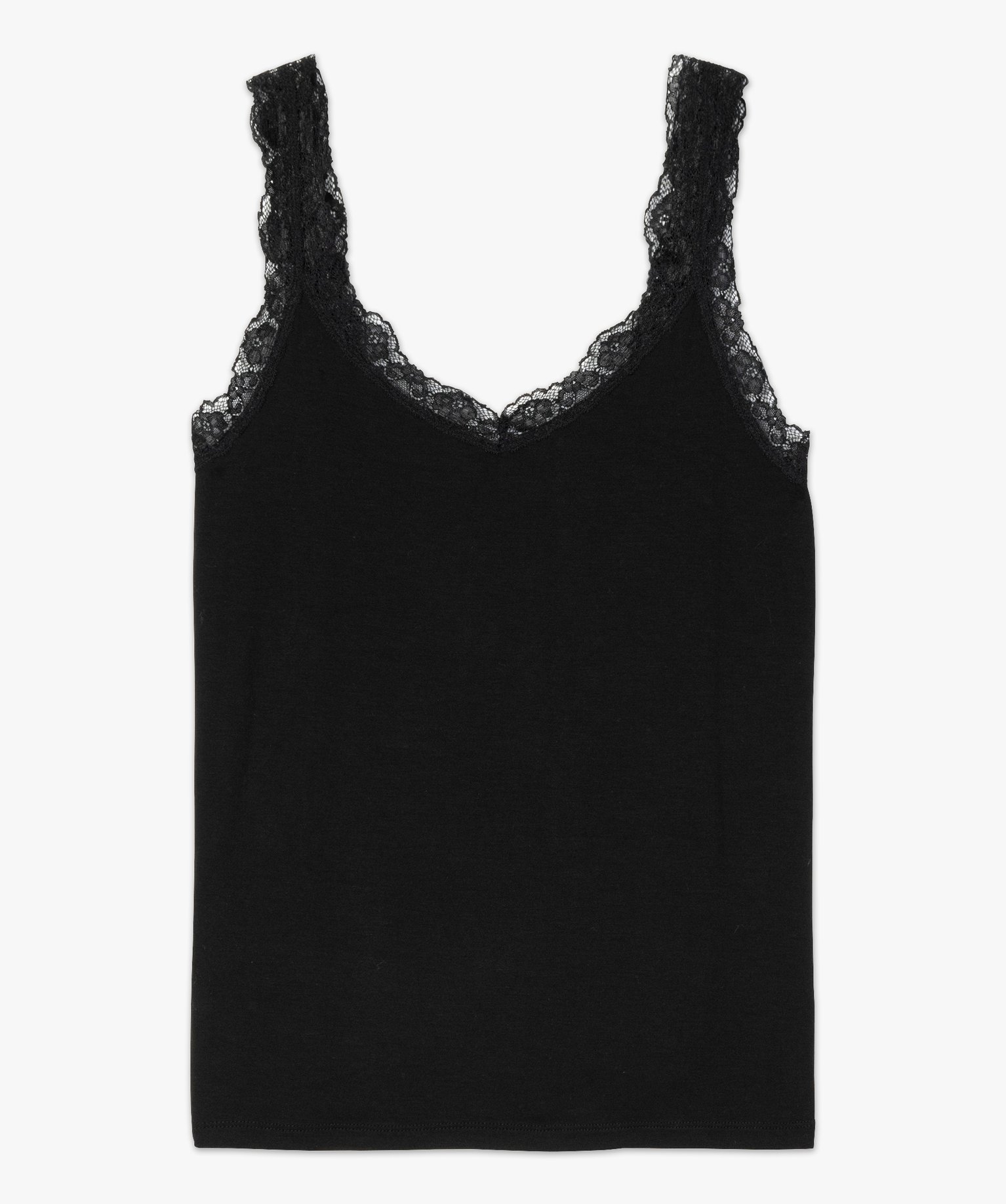 Débardeur femme grande taille avec bretelles dentelle noir | GEMO