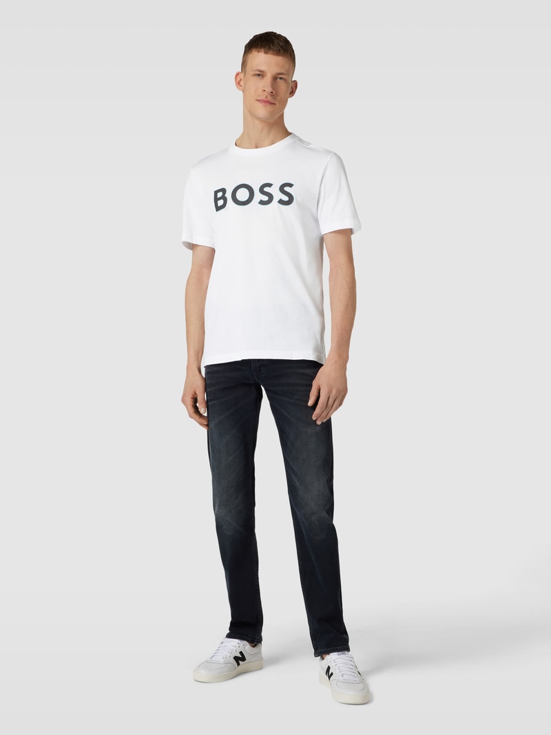 T-Shirt mit Label-Print Modell 'Tee' in weiß