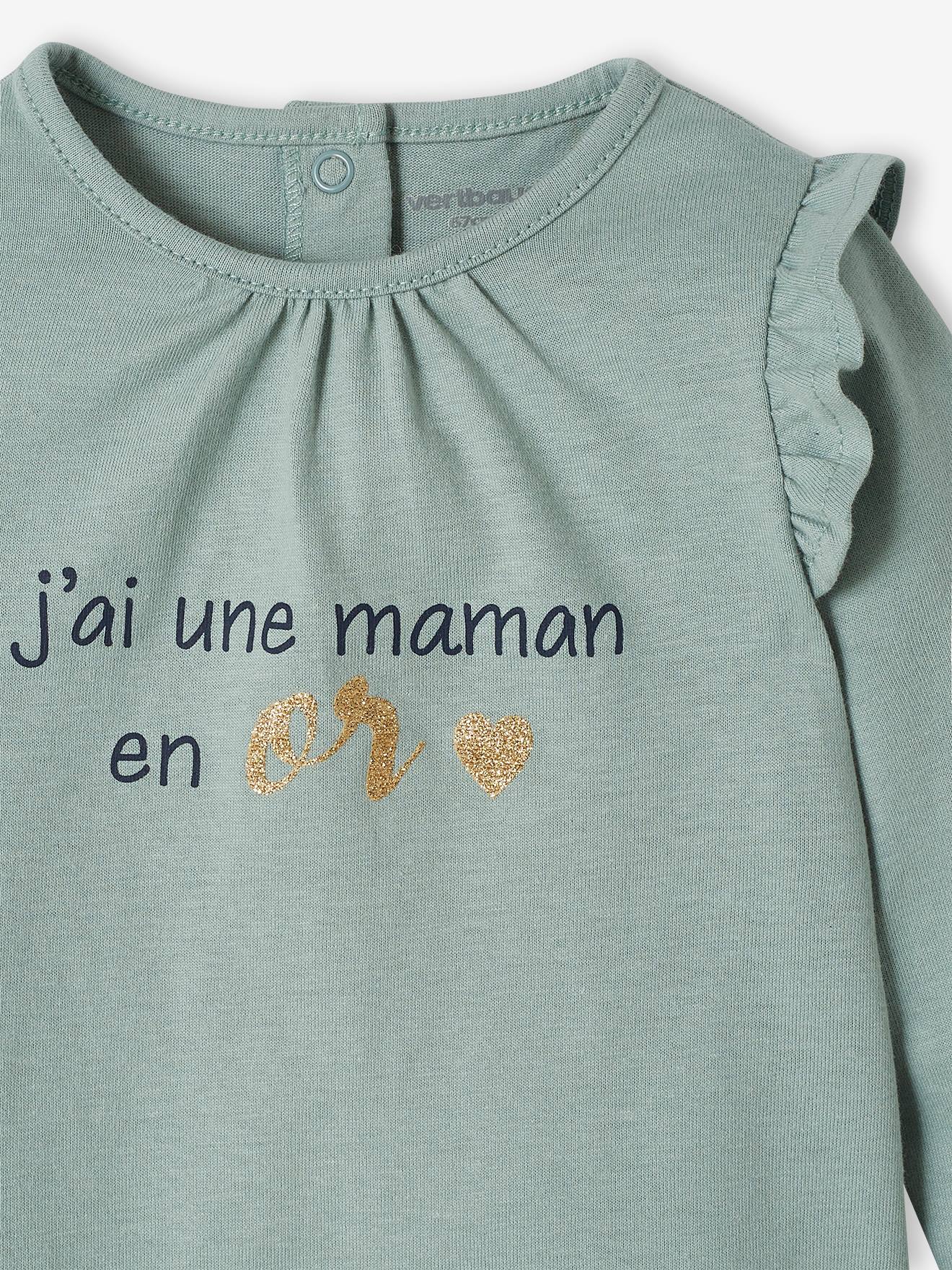 T-shirt à volants bébé manches longues ivoire