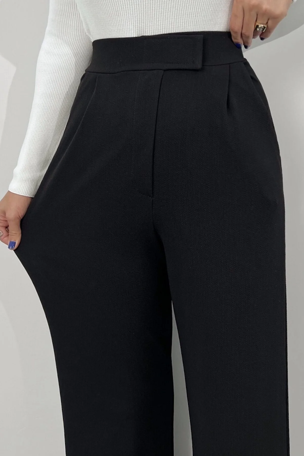 Ritnice  Line Lycra-Palazzohose für Damen mit Klettverschluss, schwarz