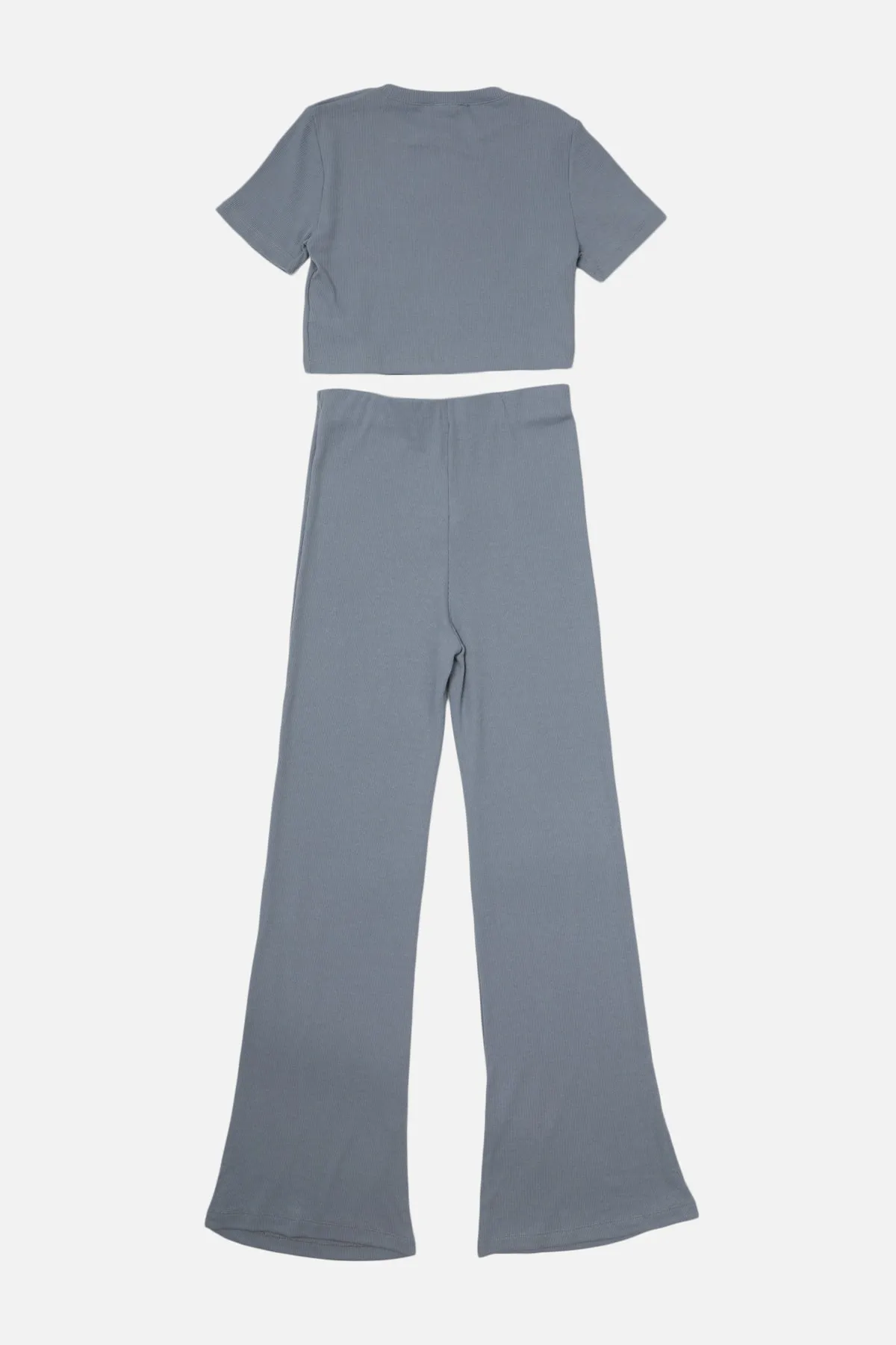 Trendyol Collection  Hellblaues Set aus Oberteil und Unterteil aus Strick mit Kordelzug TWOSS21AU0160