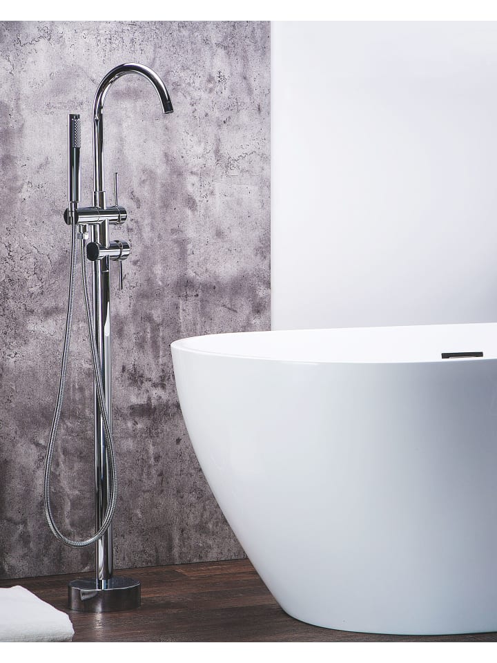 Beliani Wannenarmaturen TUGELA in Silber - (W) 21 x (H) 116 x (L) 16 cm günstig kaufen onesize