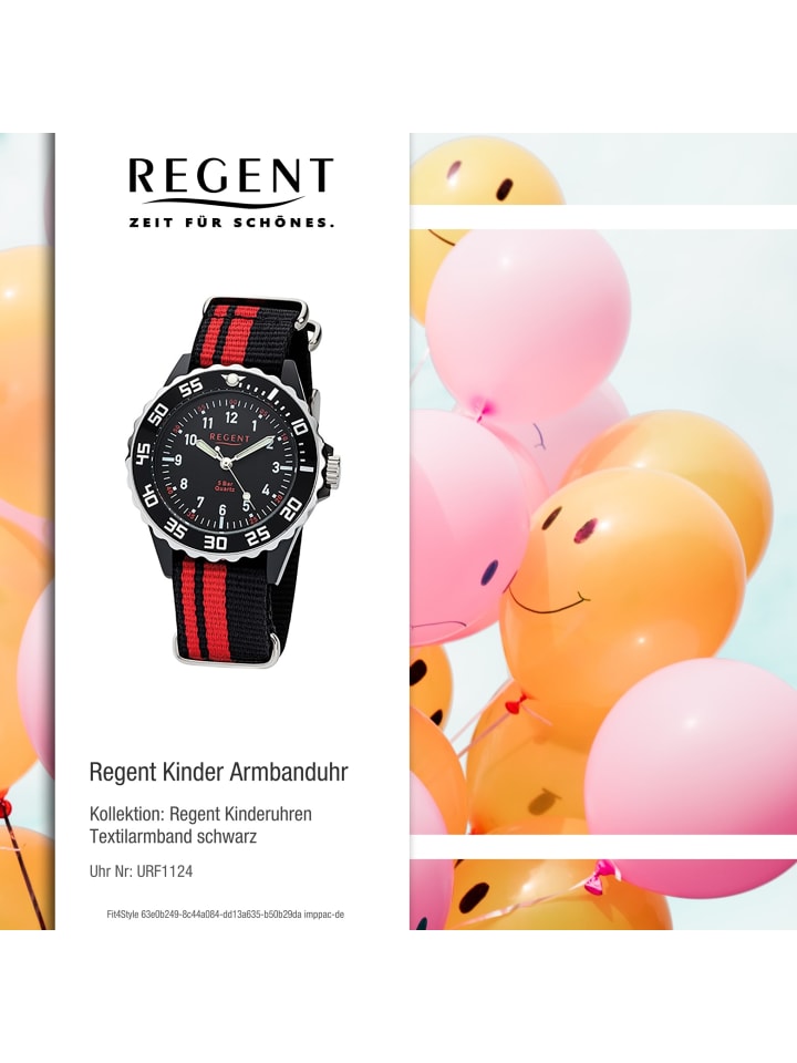 Regent Analog-Armbanduhr Regent Kinderuhren schwarz, rot mittel (ca. 33mm) günstig kaufen onesize