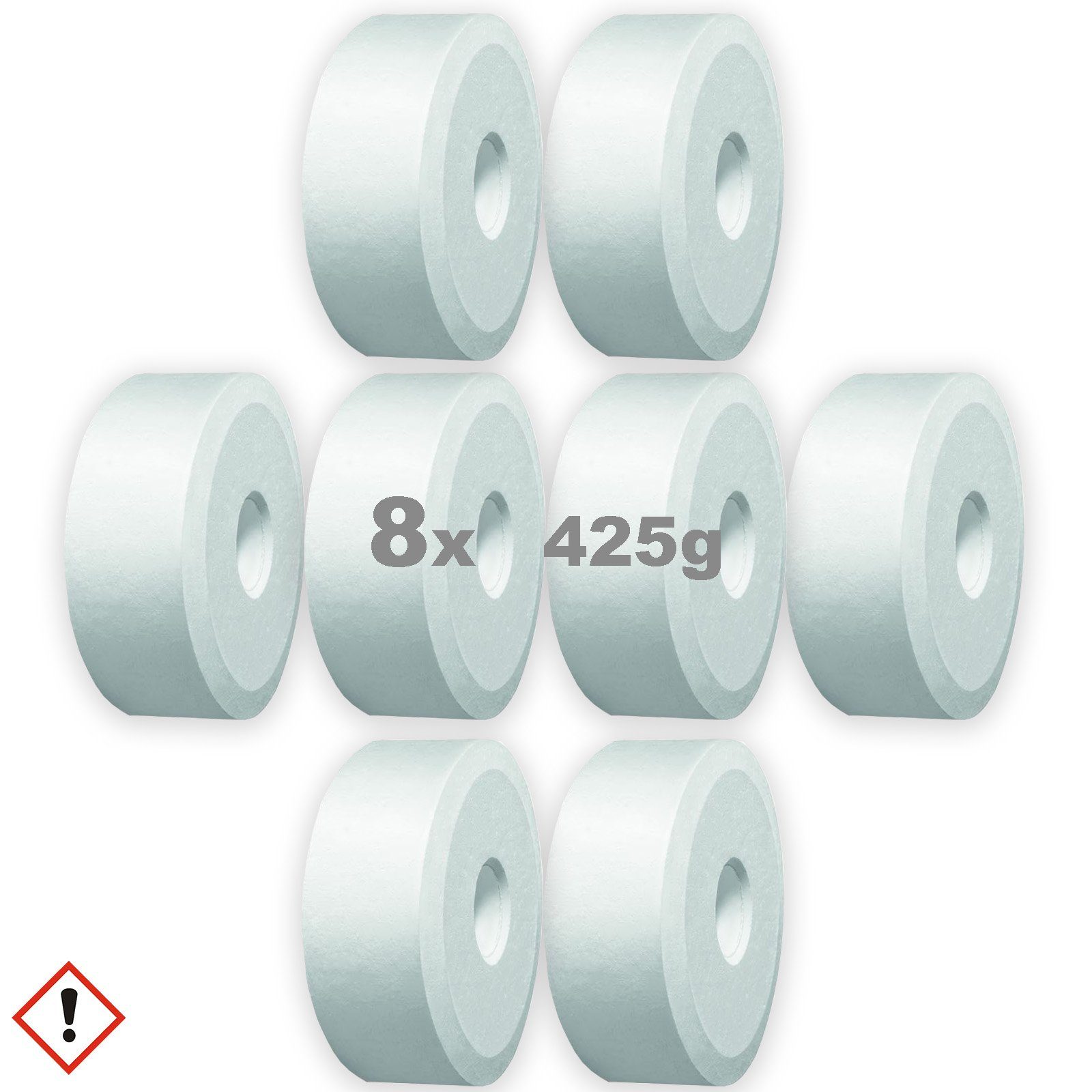 BlueCraft Luftentfeuchter-Nachfüllpack Nachfüller Schlafzimmer Wohnung gegen Schimmel, Entfeuchter Granulat Tabs mit Loch 8x 425g für Raumentfeuchter