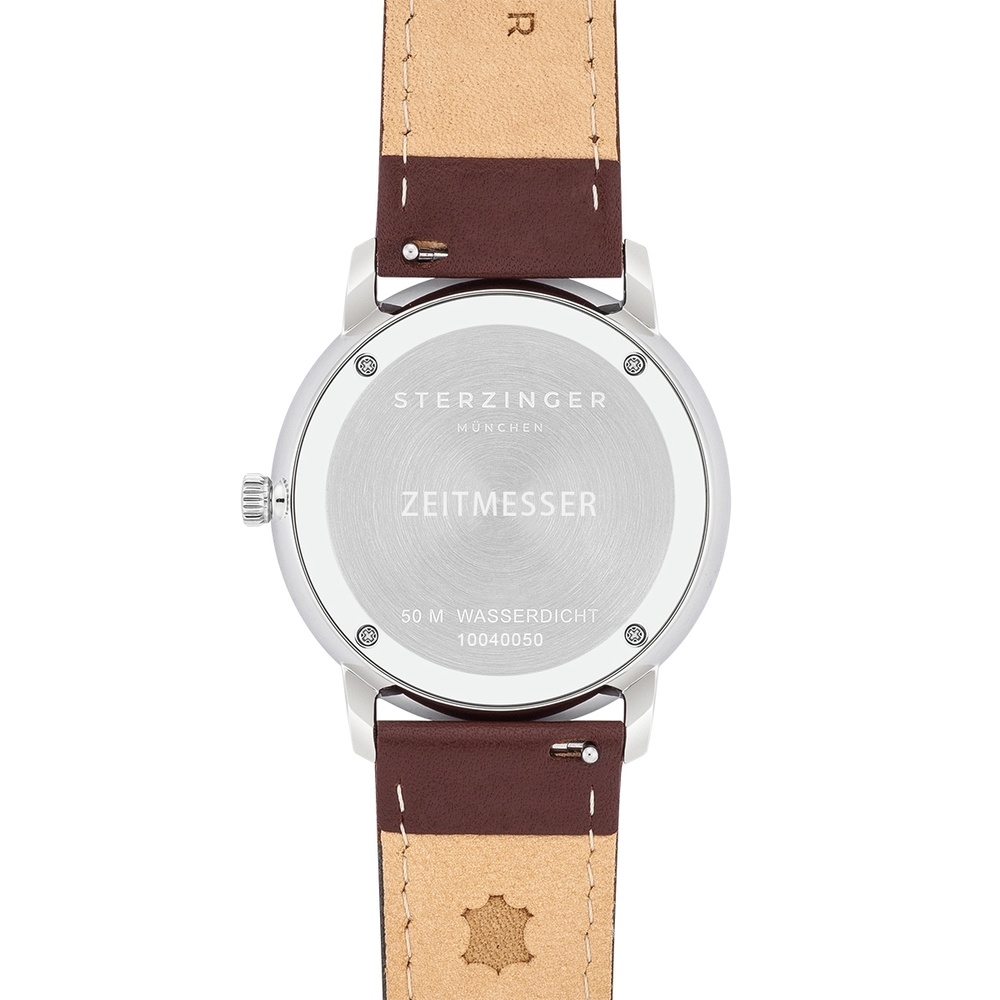 Sterzinger Montre à quartz Zeitmesser en Argent Cuir véritable en Marron Montre