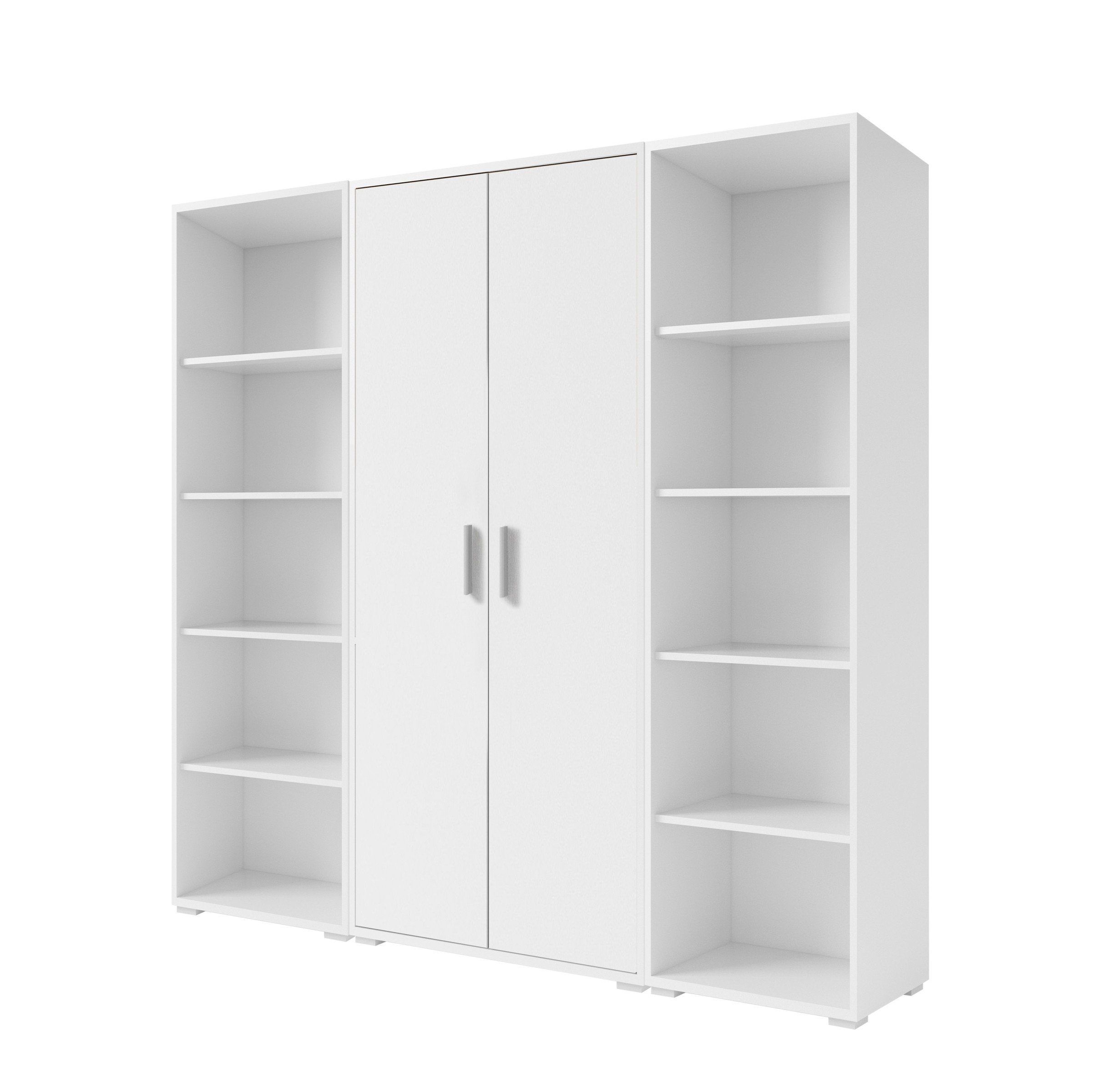 PREISBRECHER Aktenregal Clermont, BxHxT: 52,5x186x35 cm, in weiß mit 5 Fächern und 4 Einlegeböden