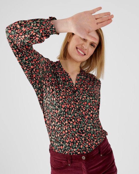 Chemisier fleuri à smocks