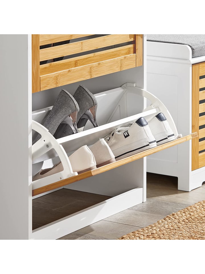 SoBuy Schuhschrank in Weiß/ Braun - (B)55 x (H)112 x (T)30cm günstig kaufen onesize