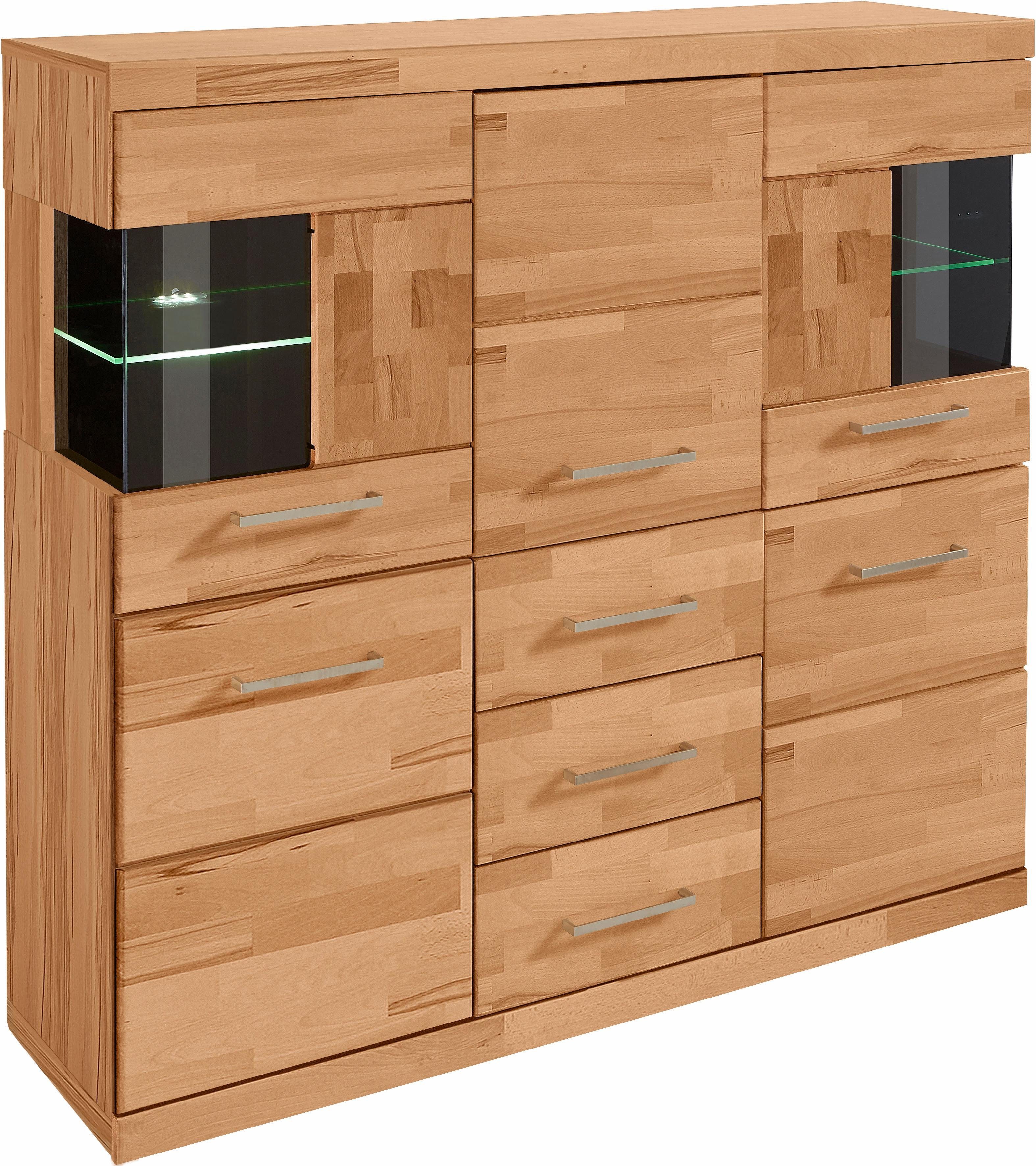 Woltra Highboard Ribe, Breite 125 cm mit 2 Glastüren