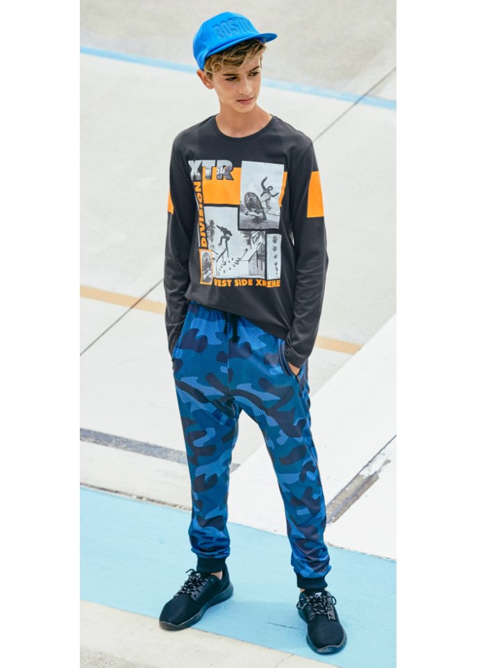 Jungen Langarmshirt mit coolem Druck aus Bio-Baumwolle