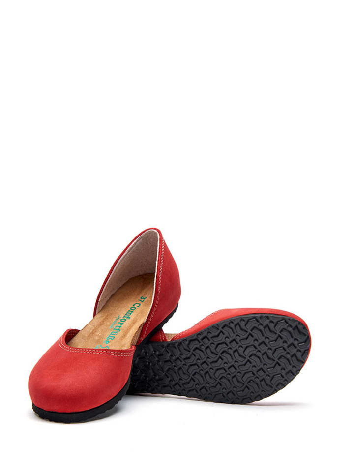 Comfortfusse Leder-Ballerinas in Rot günstig kaufen