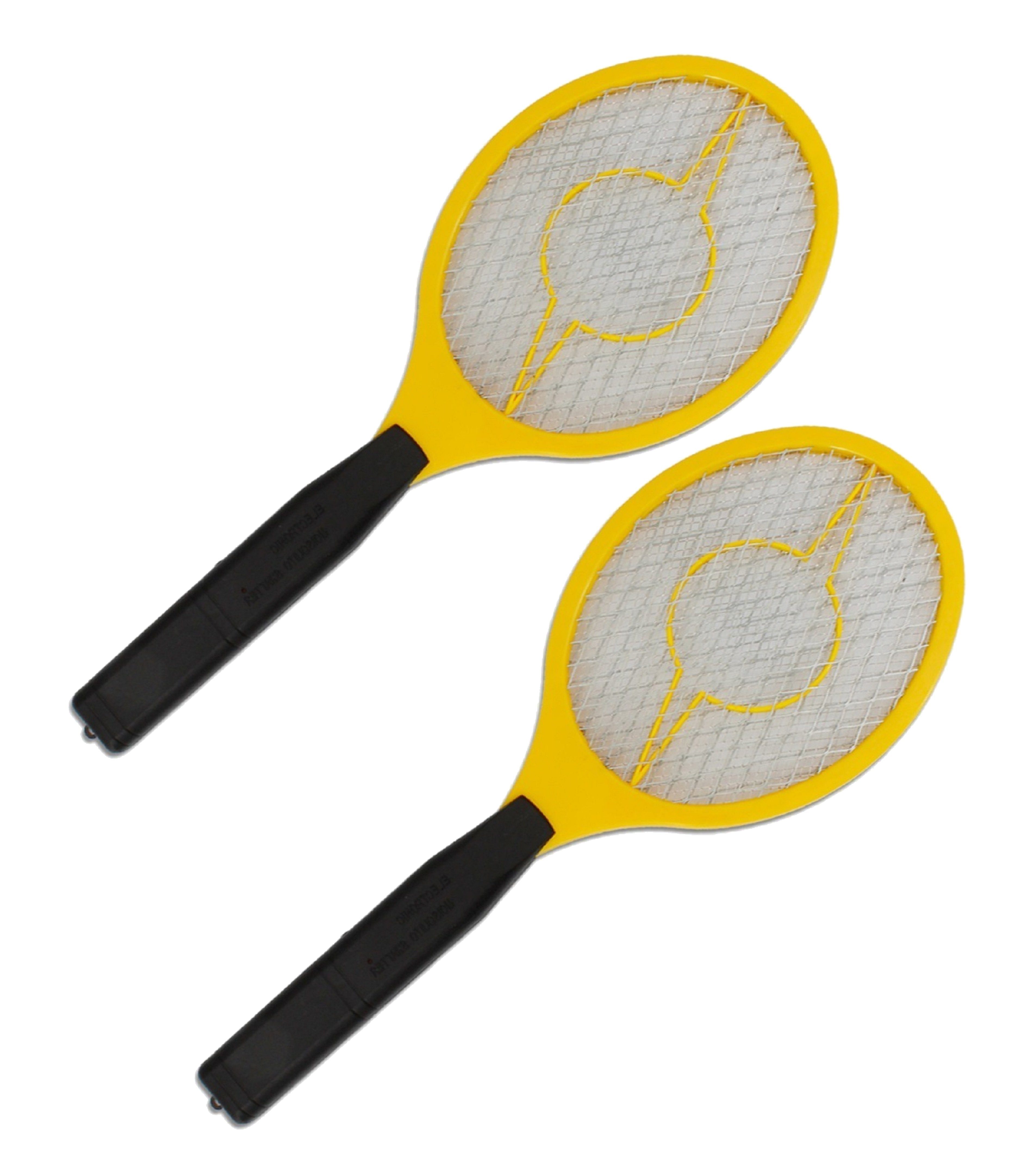 TRANGO Moskitonetz (2 St), 2er Set FL2004-2 elektrische Fliegenklatsche - Mückenfänger - Obstfliegenfänger - Fliegenfänger – Spinnenfänger – Mückenjäger – Insektenjäger - Fliegenschläger - Betrieb mit 2X AA 1.5 Volt Batterie