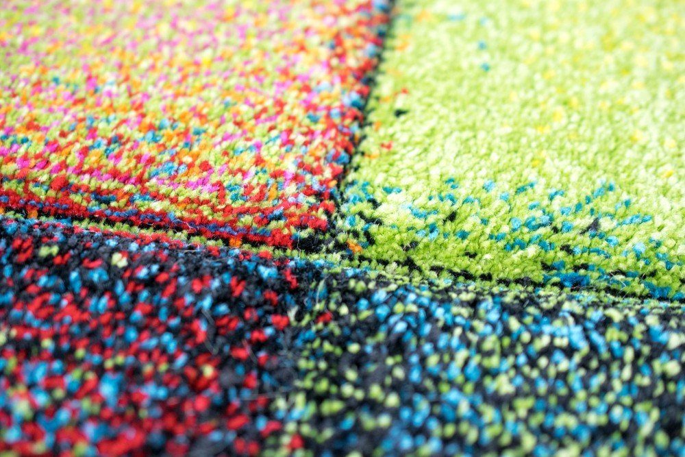 Teppich Teppich modern Teppich Wohnzimmer Karo bunt gelb rot blau grün, Carpetia, rechteckig, Höhe: 13 mm