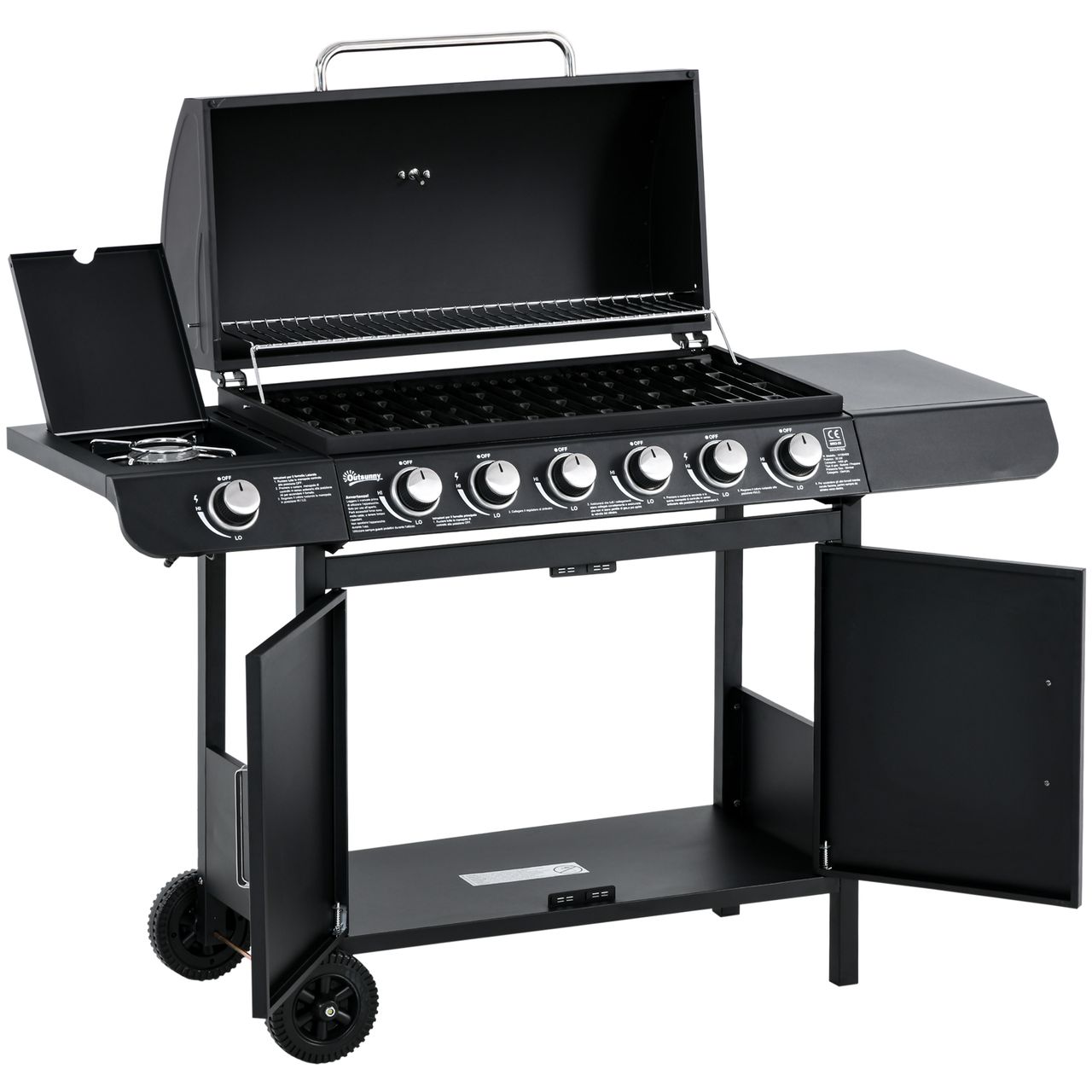 Outsunny Gasgrill BBQ Metall Schwarz 135 x 50 x 100 cm