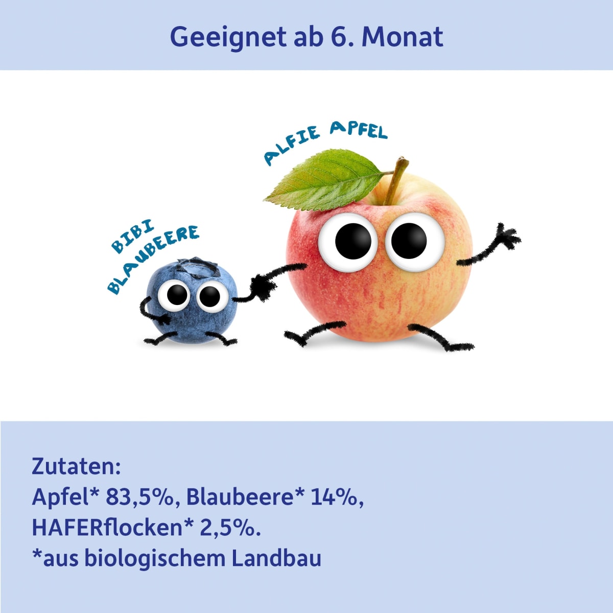 Abendbrei Apfel, Blaubeere mit Hafer, ab dem 6.Monat, 120 g
