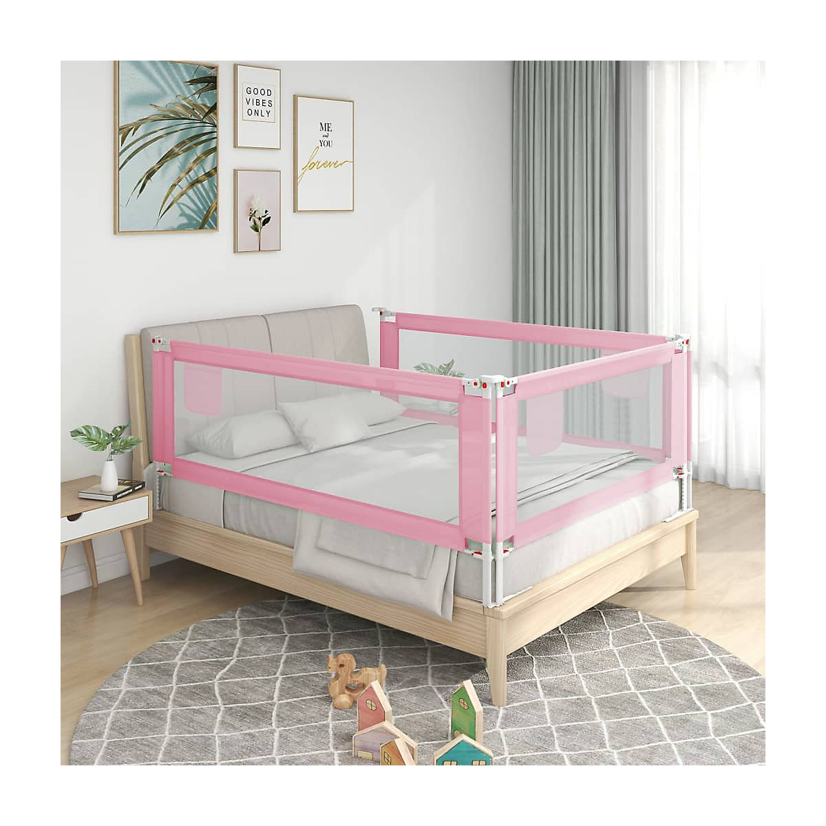 Kleinkind-Bettschutzgitter Rosa 90x25 cm Stoff