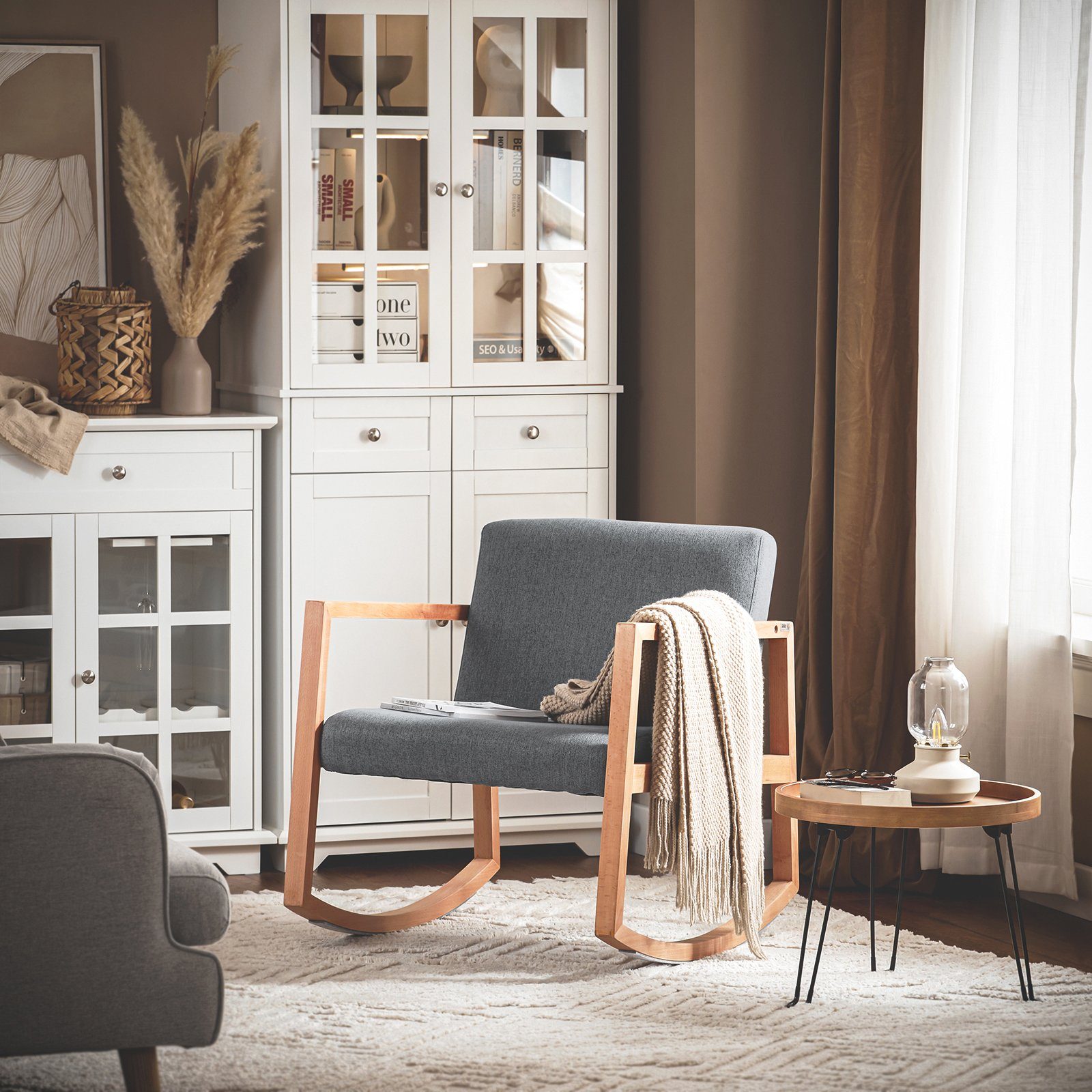 SoBuy Schaukelstuhl FST93, Wohnzimmer Schaukelsessel Schwingsessel Garten Relaxstuhl Sessel