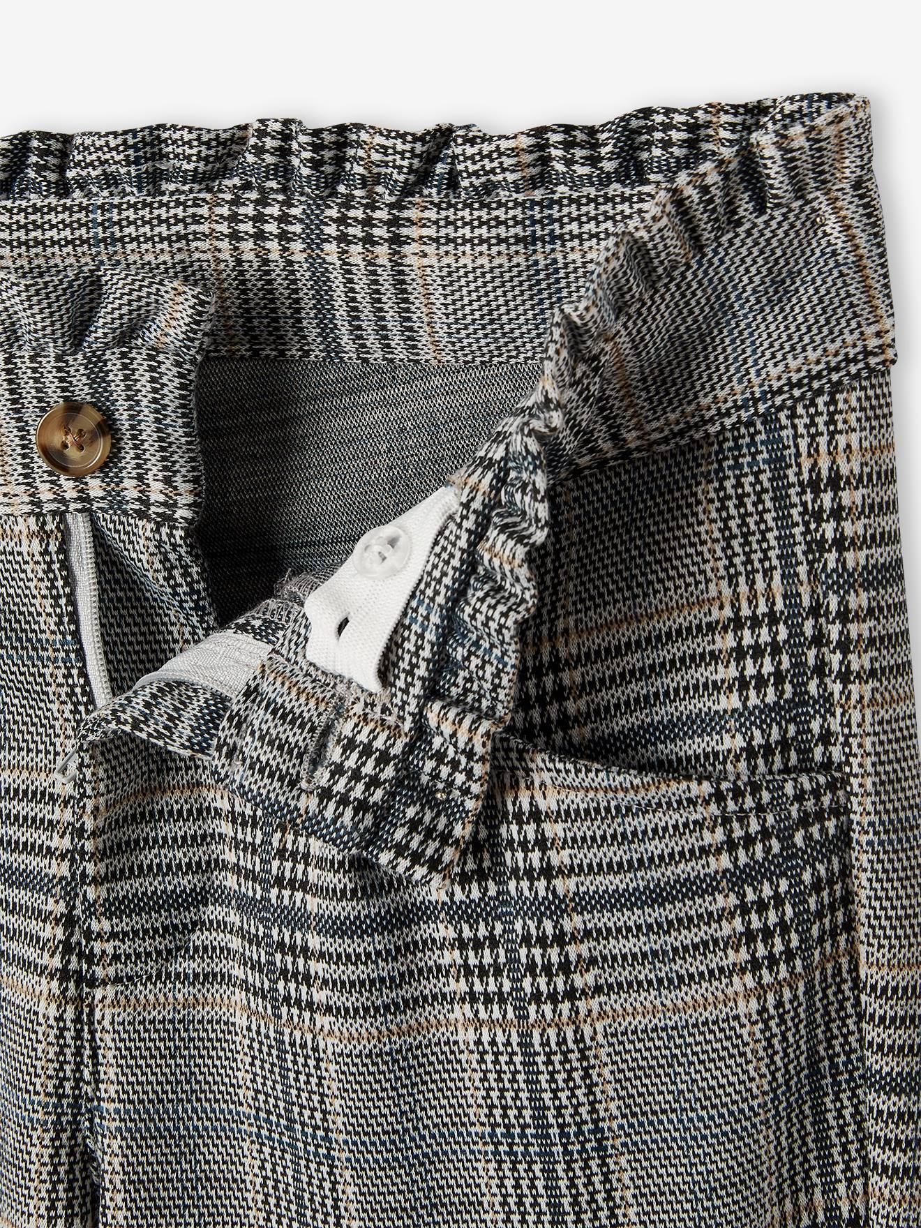 Vertbaudet Karierte Mädchen Hose, Woll-Optik Oeko-Tex - grau kariert