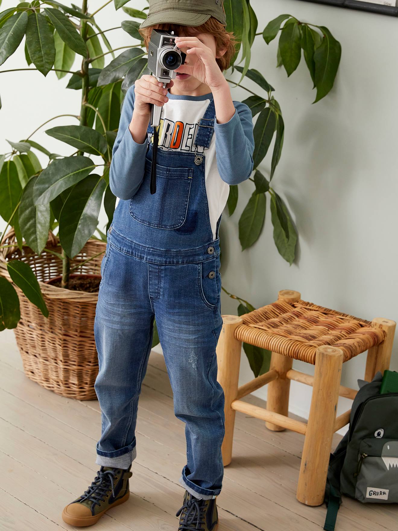 Vertbaudet Jungen Jeans-Latzhose - blue stone