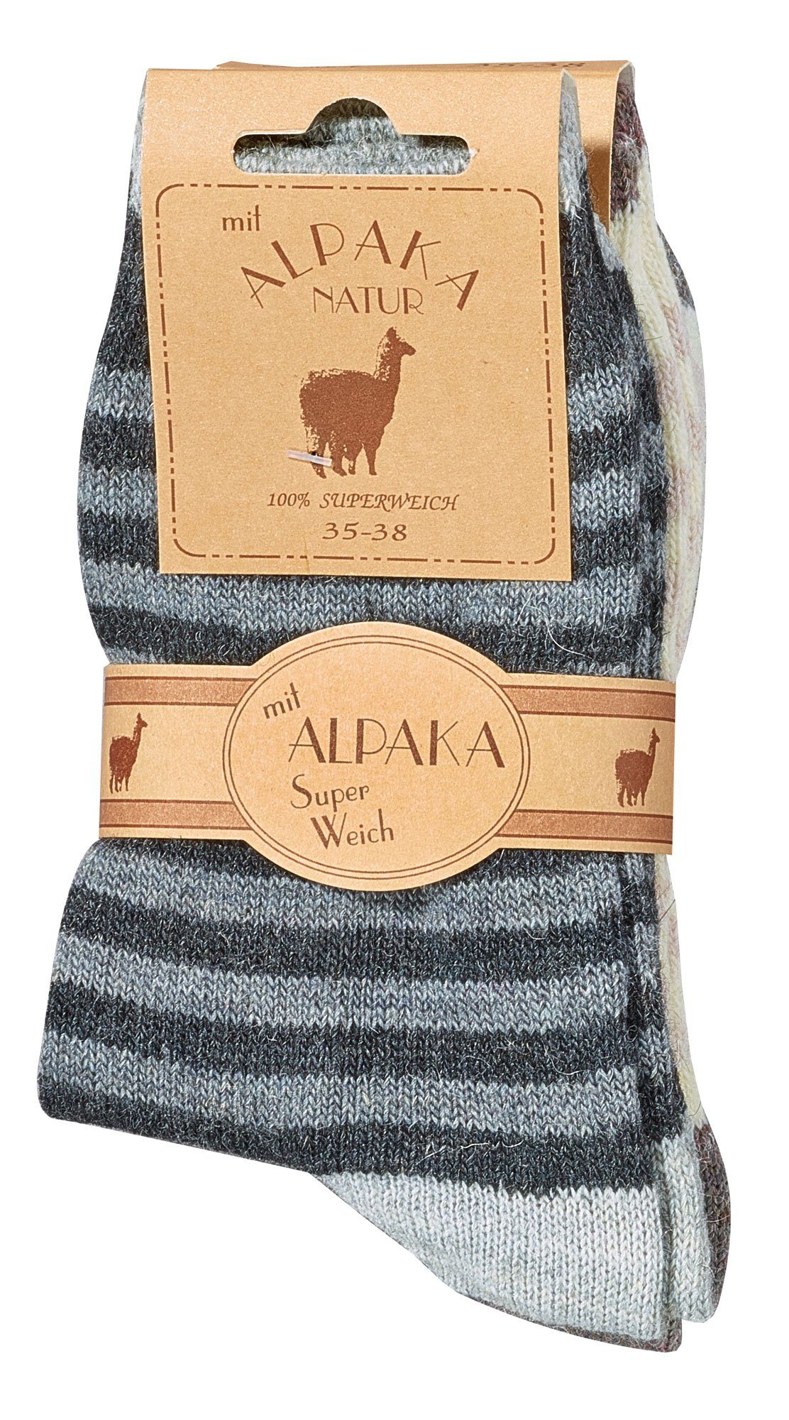 Wowerat Socken Socken mit Alpakawolle Wollsocken für Kinder Teenager Damen (2 Paar)