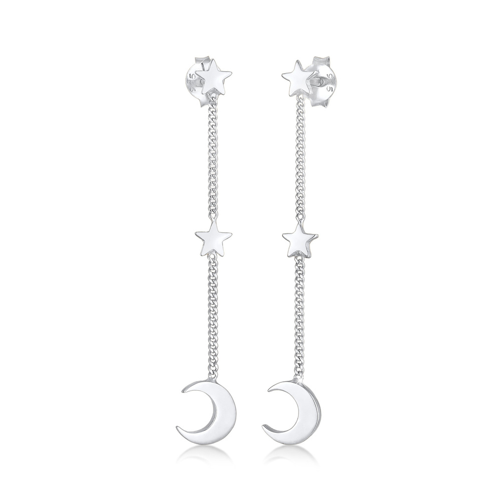 Elli Elli Boucles d'Oreilles dames Star Crescent Astro Trend en 925/1000 argent massif Boucles d'oreilles