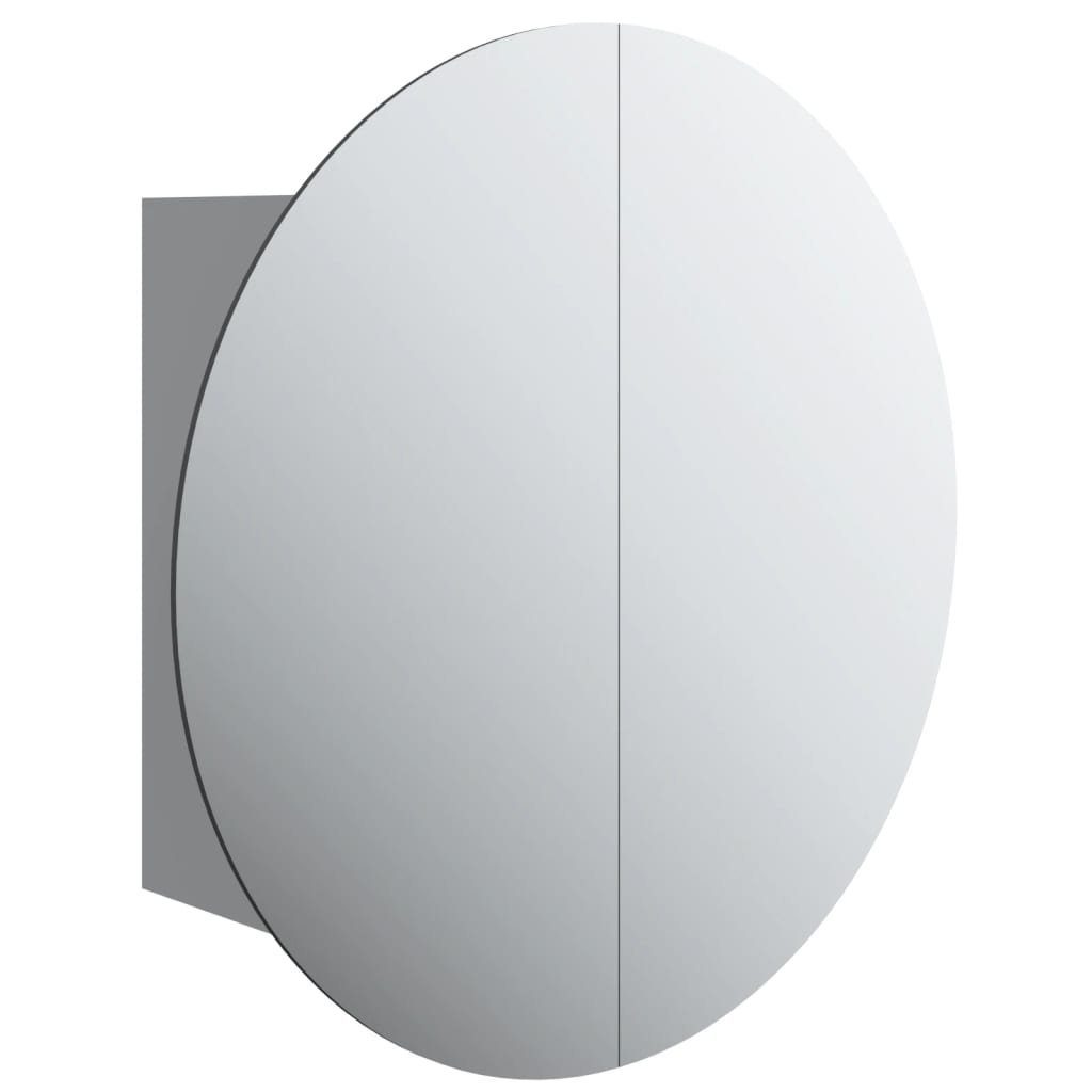 vidaXL Badezimmerspiegelschrank Badezimmerschrank mit Rundem Spiegel & LED Grau 40x40x17,5 cm (1-St)