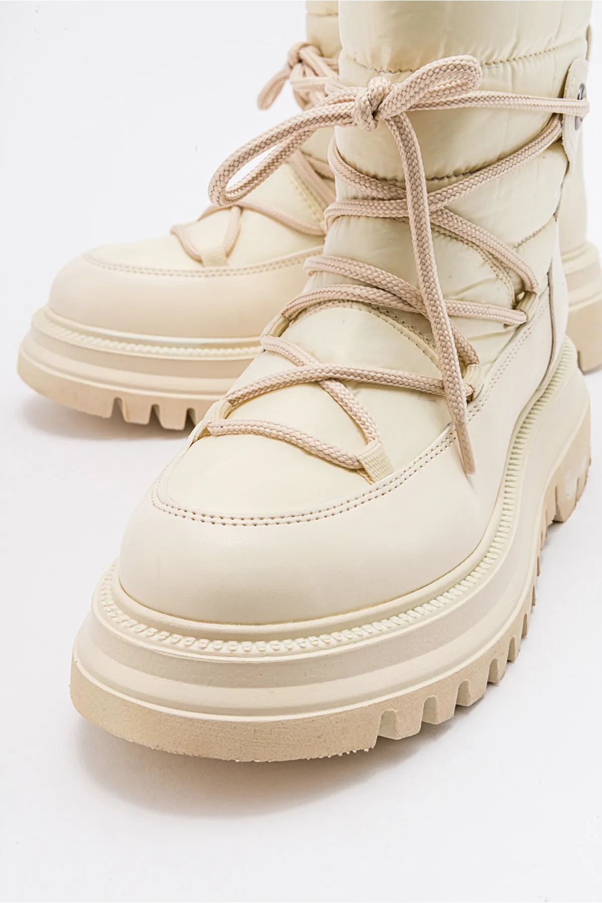 LuviShoes  Weld Beige Skin Damen-Schneestiefel
