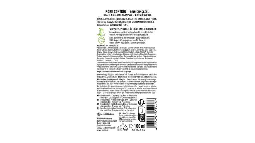 SANTE Pore Control Reinigungsgel 100 ml
