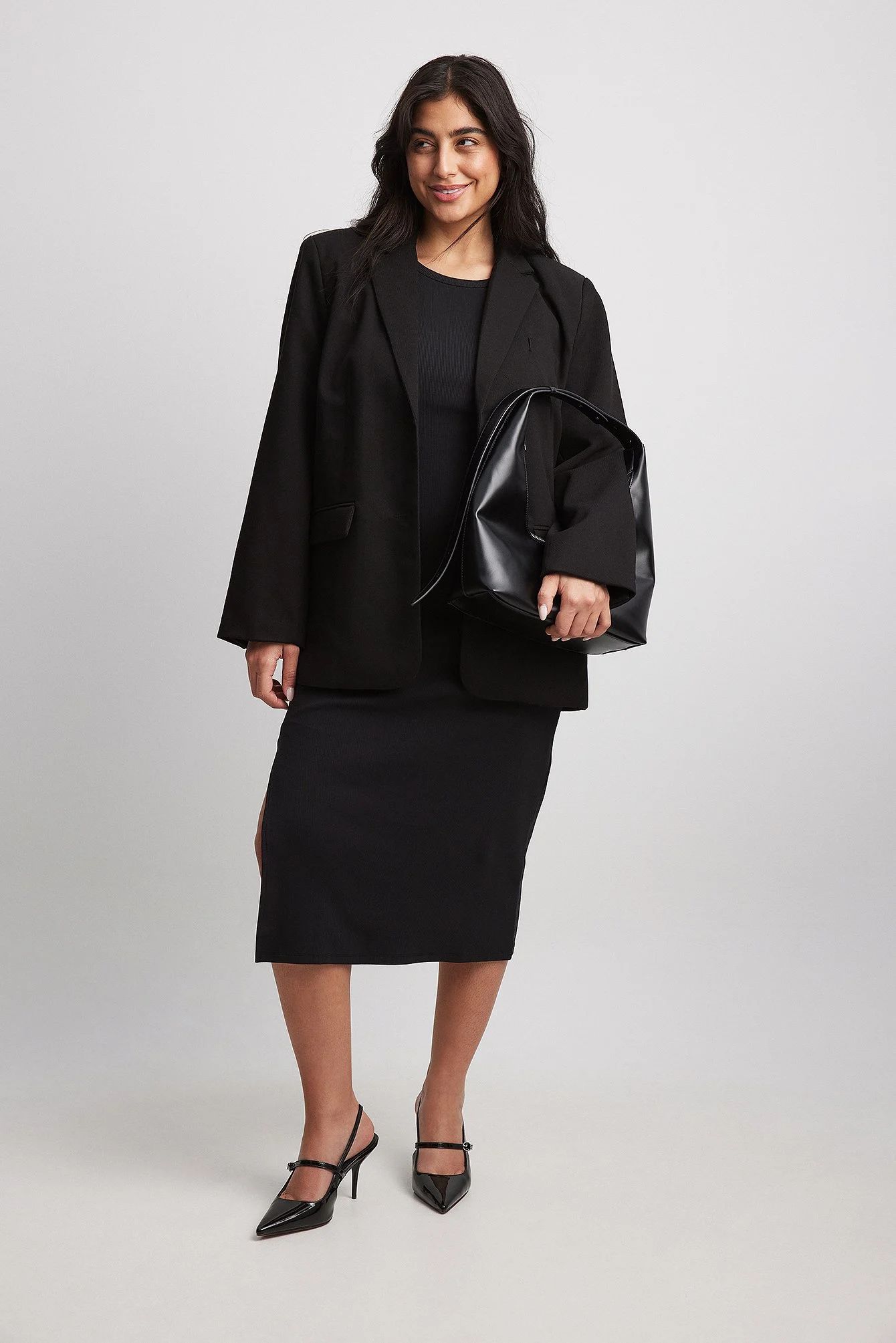 Geripptes Midi-Kleid