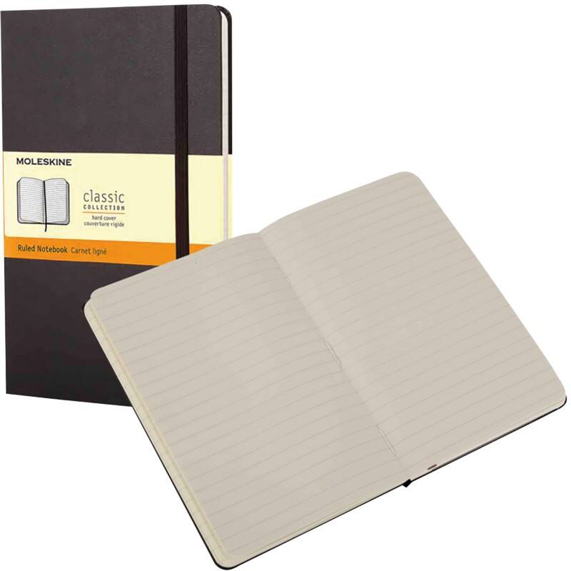 Moleskine Notizbuch DIN A5 Liniert Gebunden Karton Hardback Schwarz Nicht perforiert 240 Seiten
