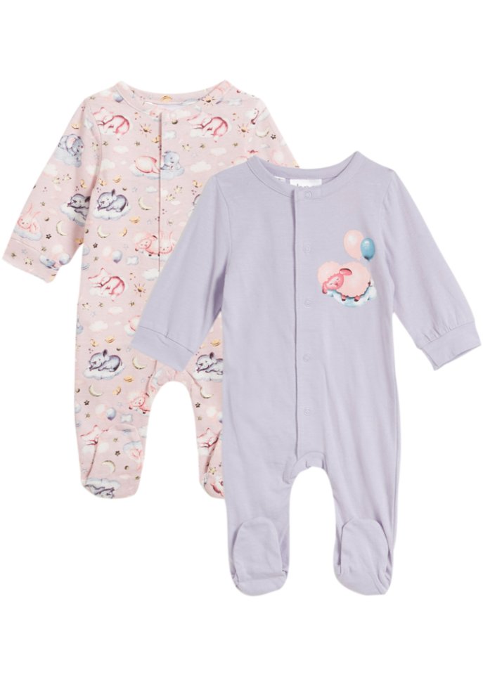 Baby Schalfoverall aus Bio-Baumwolle (2er Pack)