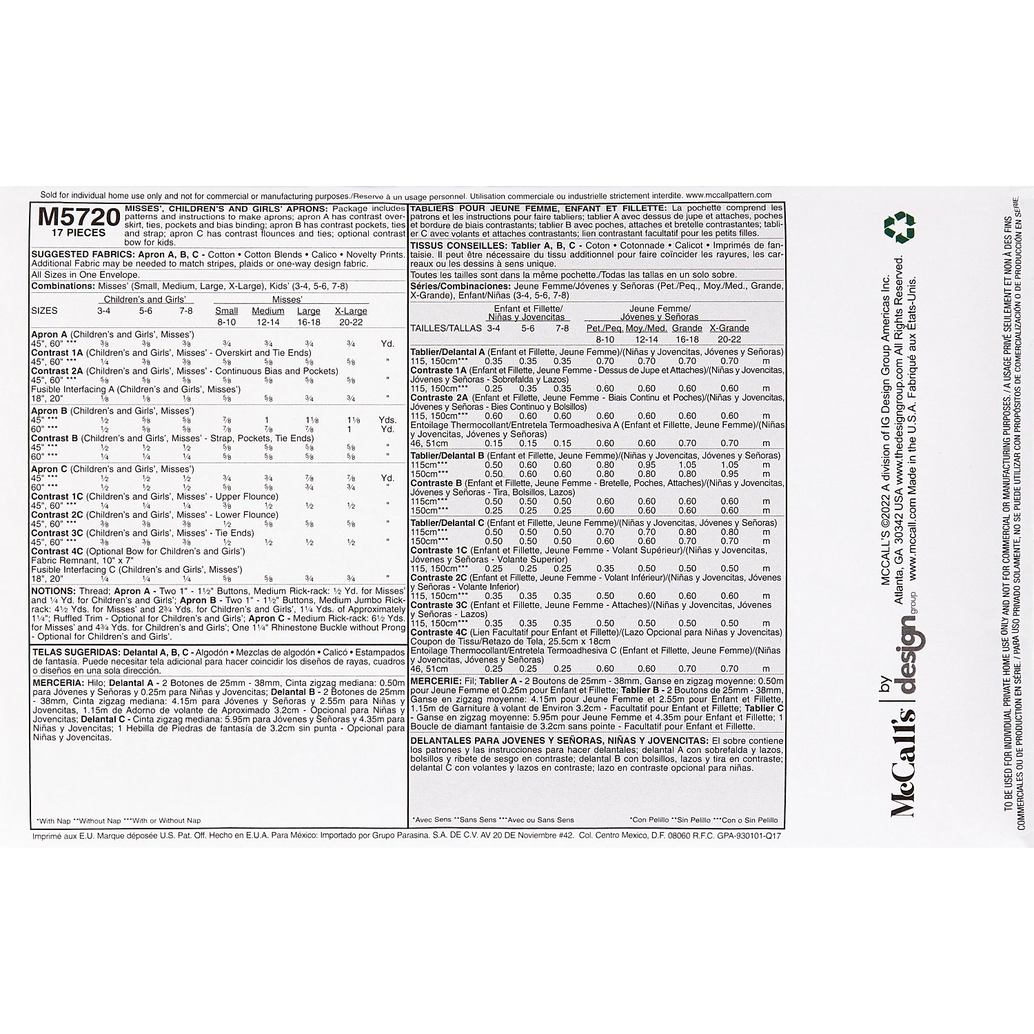 McCall´s Schnitt M5720 