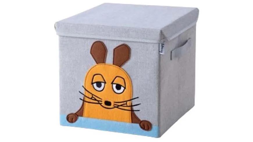 Lifeney Aufbewahrungsbox mit Deckel Die Maus 30x30x30cm blau, grau, orange