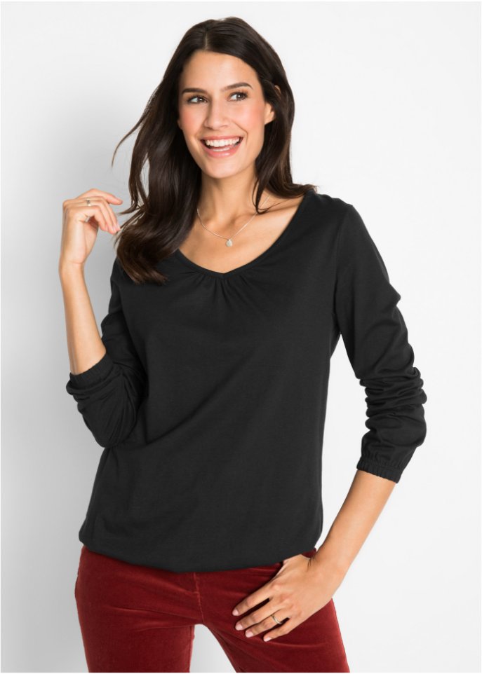 Baumwoll Langarmshirt mit Gummizug
