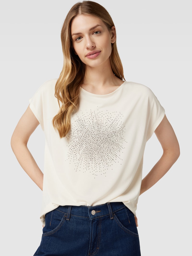 T-Shirt mit Ziersteinbesatz in offwhite