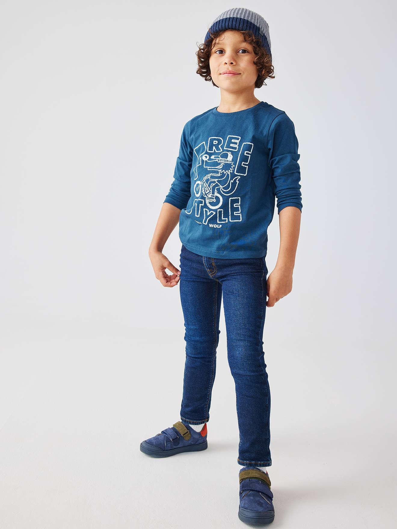 Lot de 3 T-shirts Basics garçon manches longues marine
