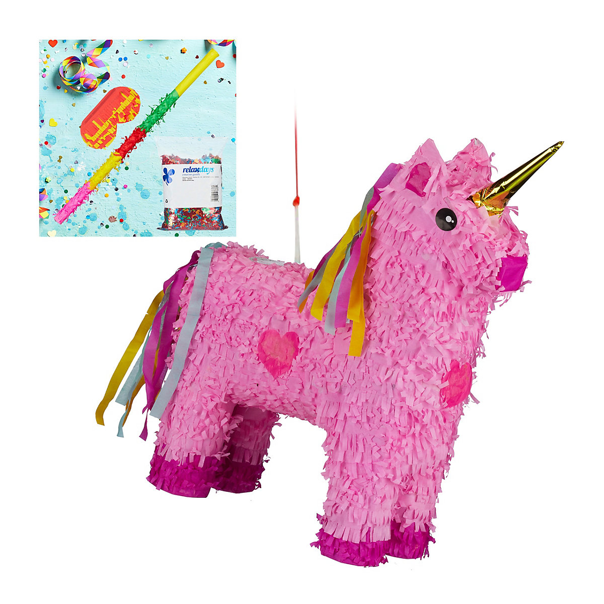 4-tlg. Pinata Set Einhorn