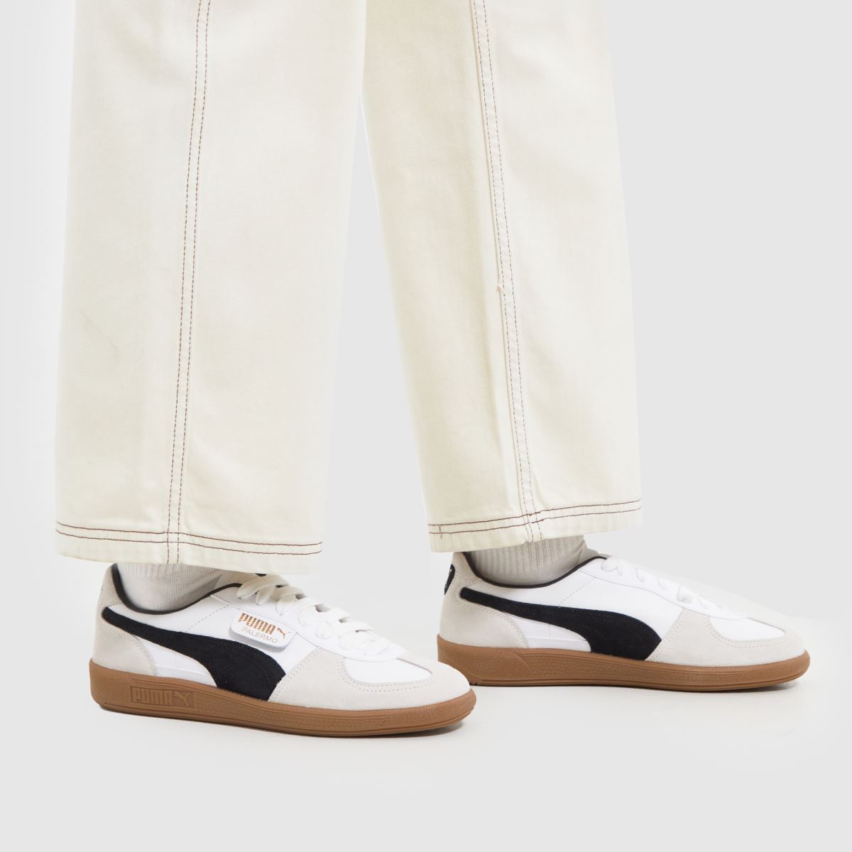 PUMA Palermo lädersneakers i vitt och svart