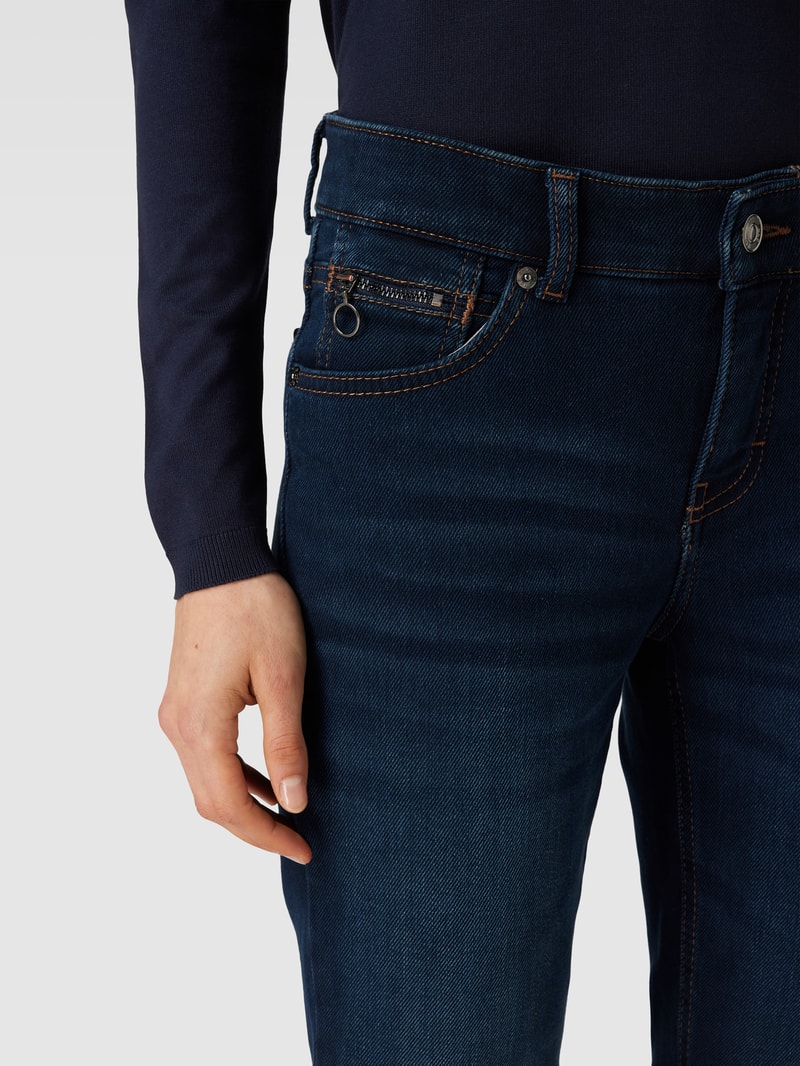 Slim Fit Thermojeans mit Reißverschlusstasche in marineblau