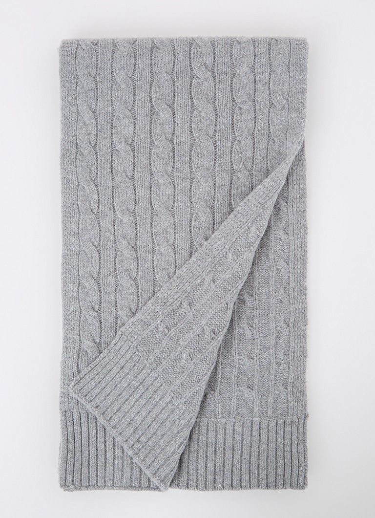 Ralph Lauren  Kabelgebreide sjaal in wolblend 180 x 25 cm