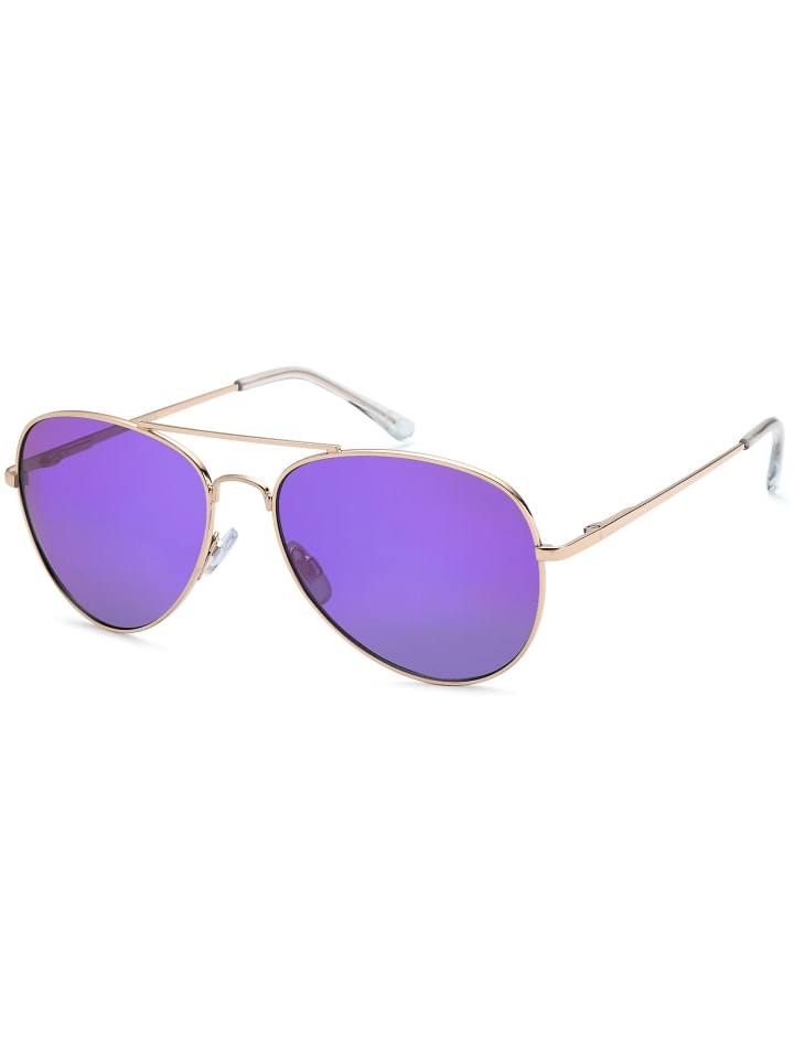 styleBREAKER Piloten Sonnenbrille in Gold / Lila verspiegelt günstig kaufen onesize