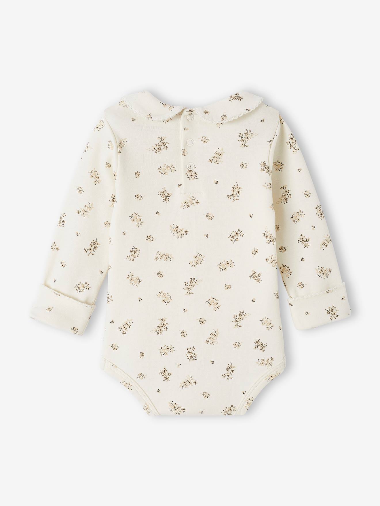 Vertbaudet Mitwachsender Baby Body mit Kragen Oeko-Tex - wollweiß