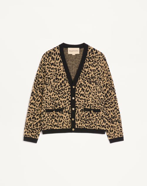 Valentino wollen vest met Fauve Eclat Animalier jacquardmotief