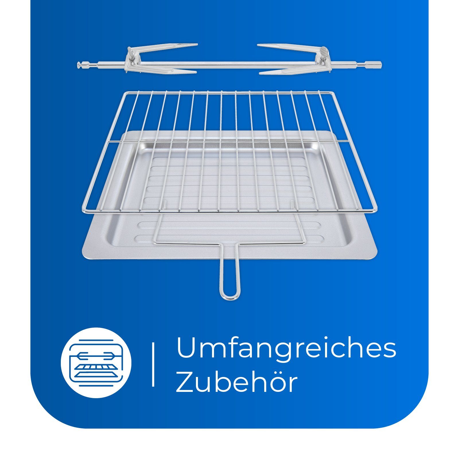 exquisit Minibackofen MO 3302 sw, 1500 Watt Minibackofen, inkl. Timer und motorischer Drehspieß