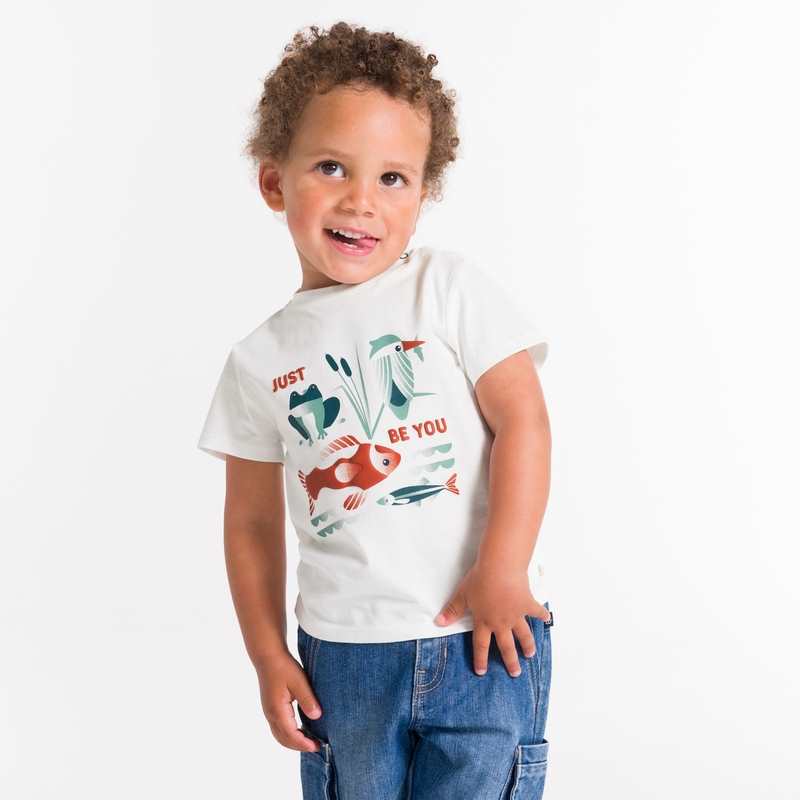 T-shirt animaux de la rivière blanc bébé garçon