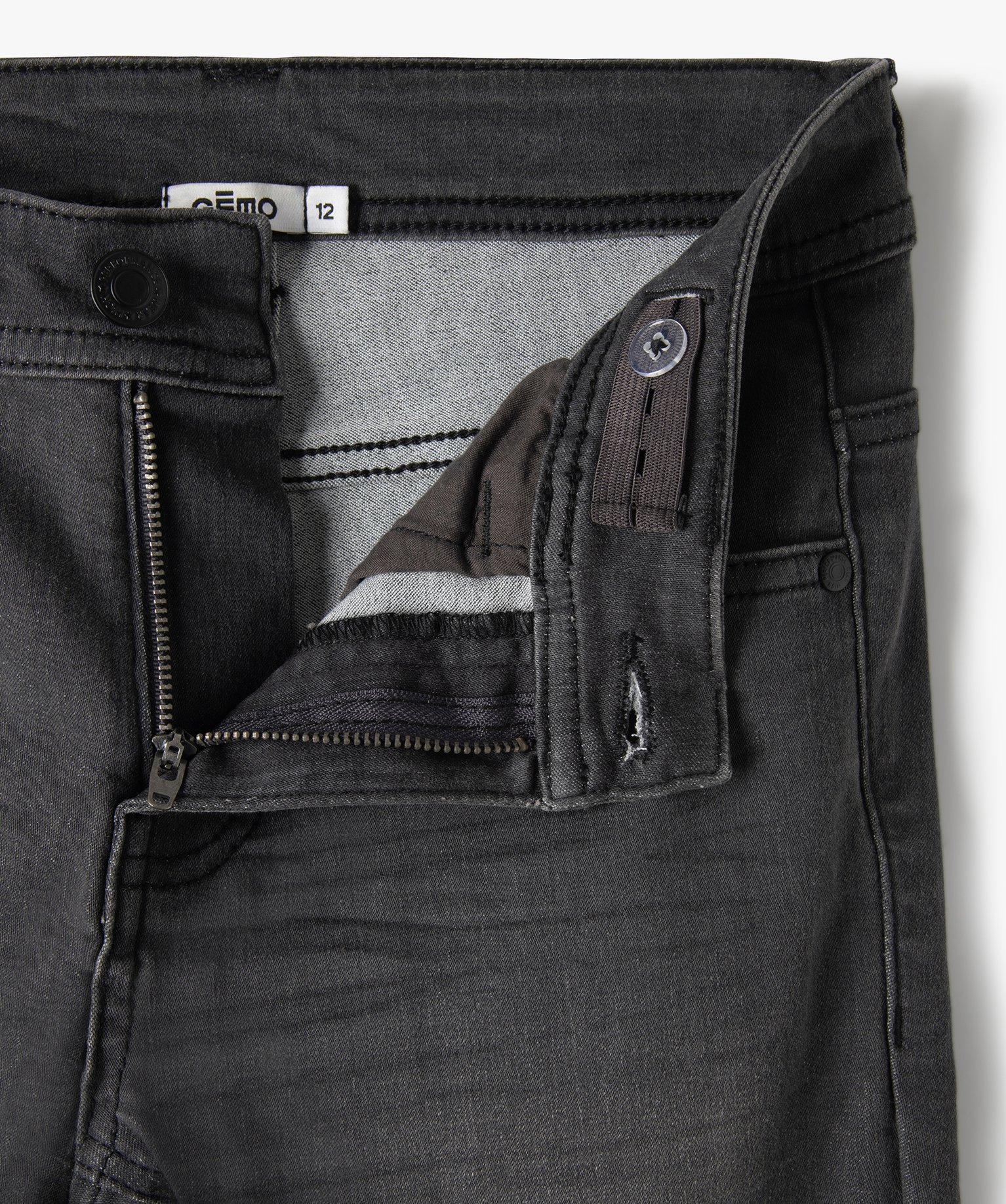 Jean Garçon ultra skinny stretch avec plis aux hanches grey | GEMO