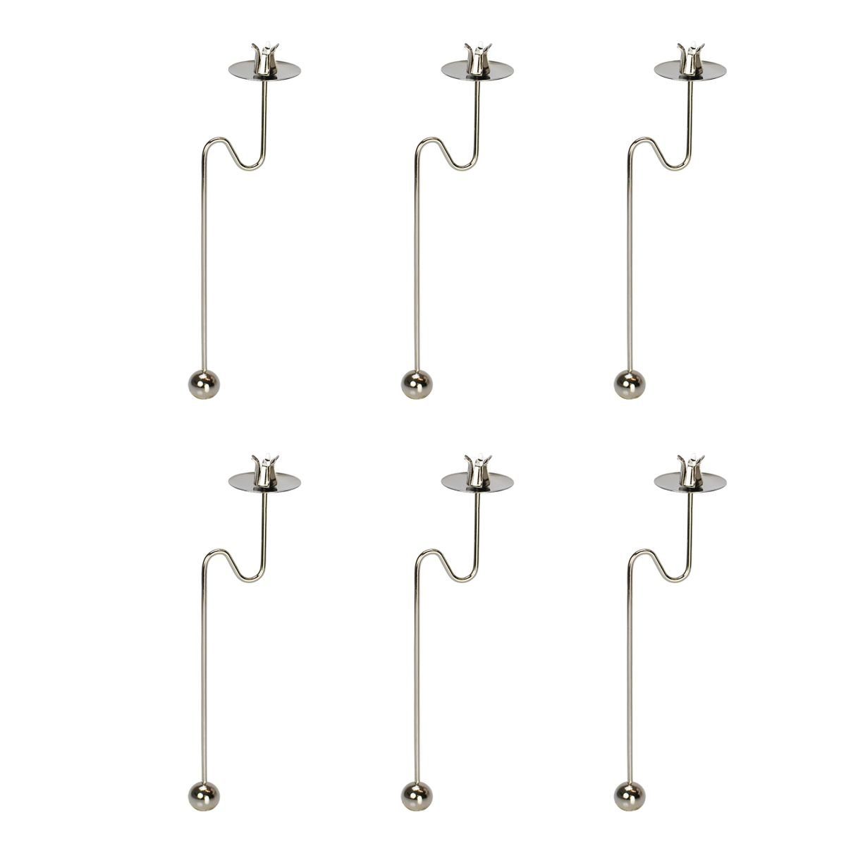 hdg Christbaumschmuck Kerzenhalter Balancehalter silber glänzend für Weihnachtsbaum, Pendelhalter 6 Stück im Schmuckkarton