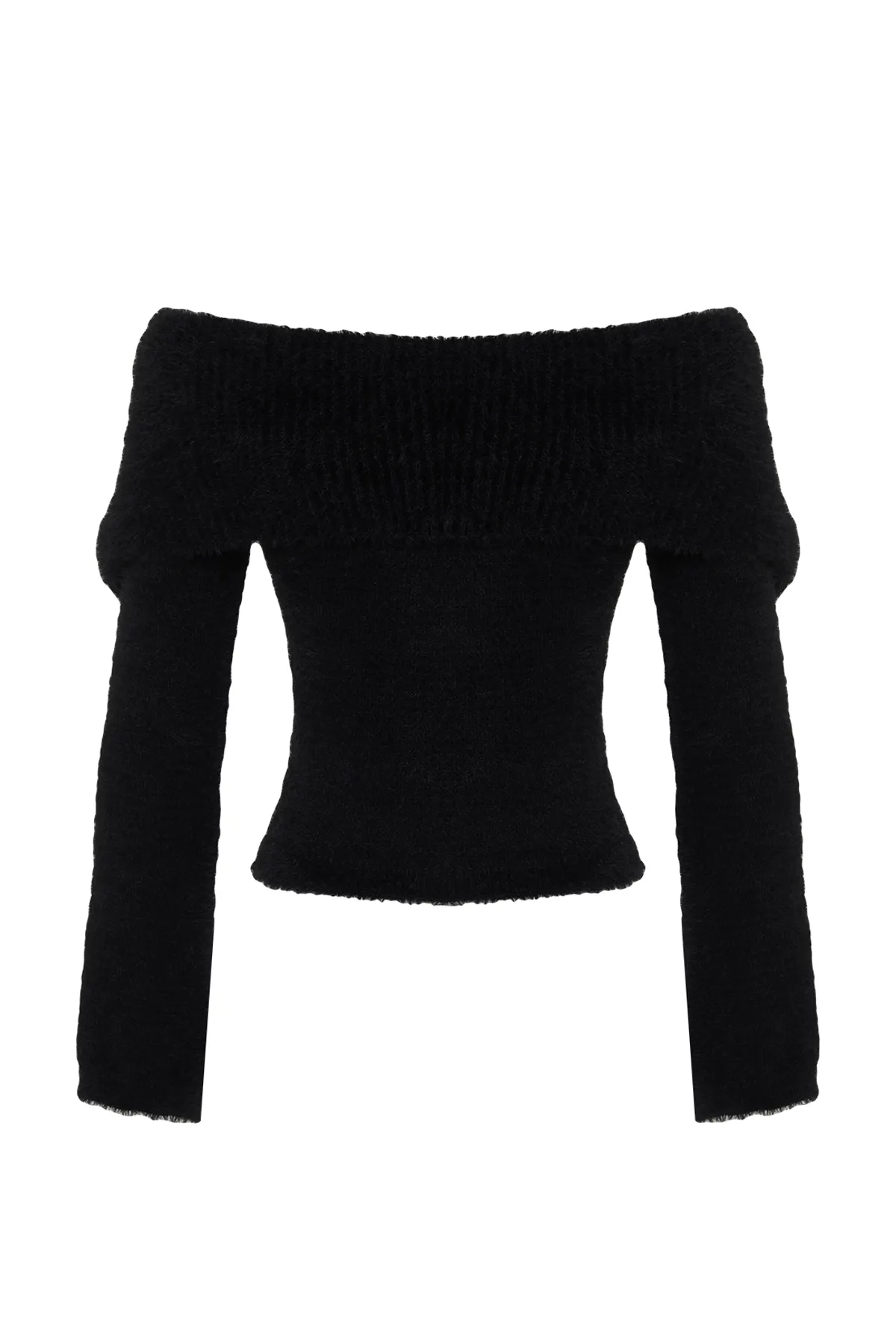 Trendyol Collection  Schwarzer Pelz-Strickpullover TWOAW24KZ00741