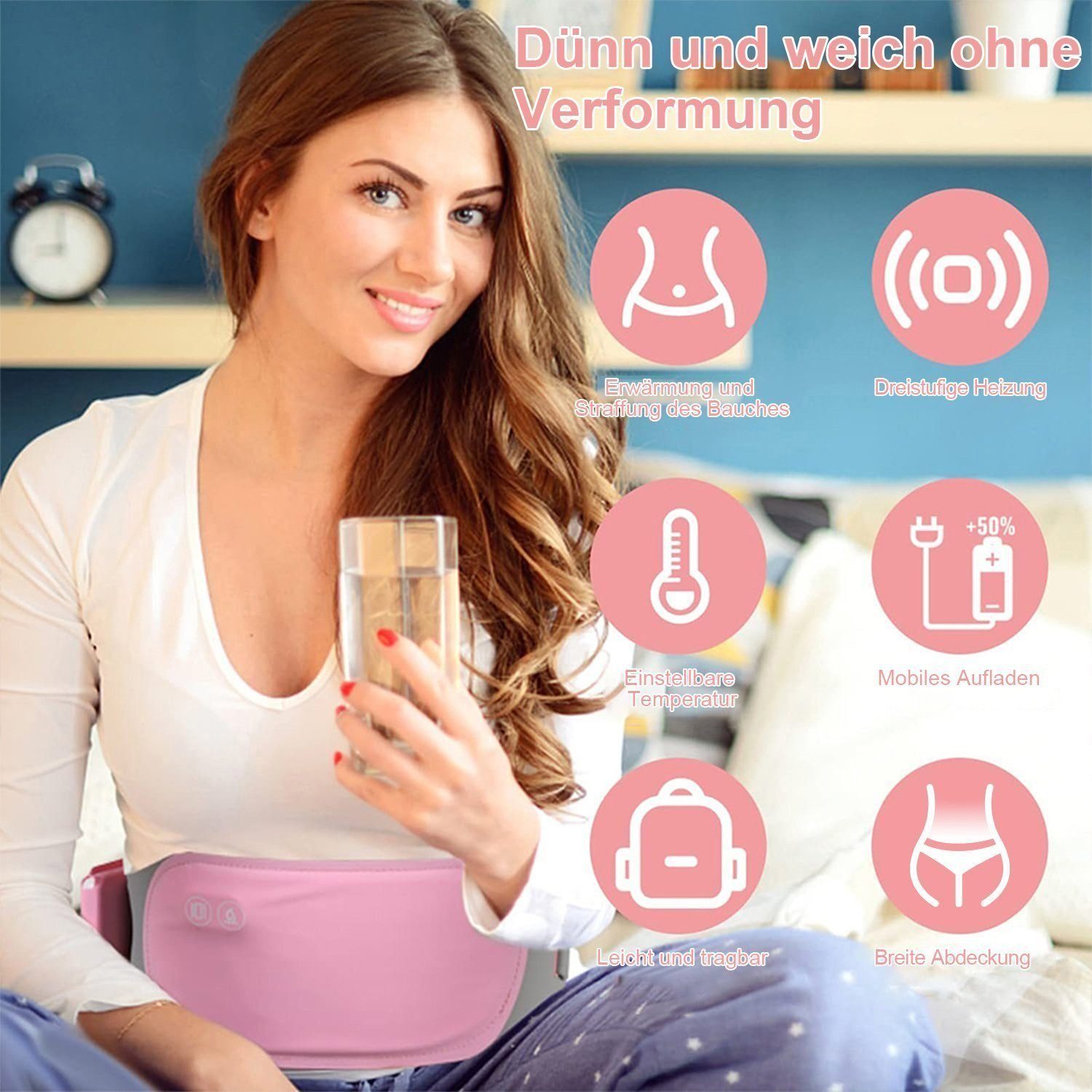 Hikeren Heizkissen Menstruations Heizkissen,Wärmegürtel mit 3 Temperaturstufen,USB
